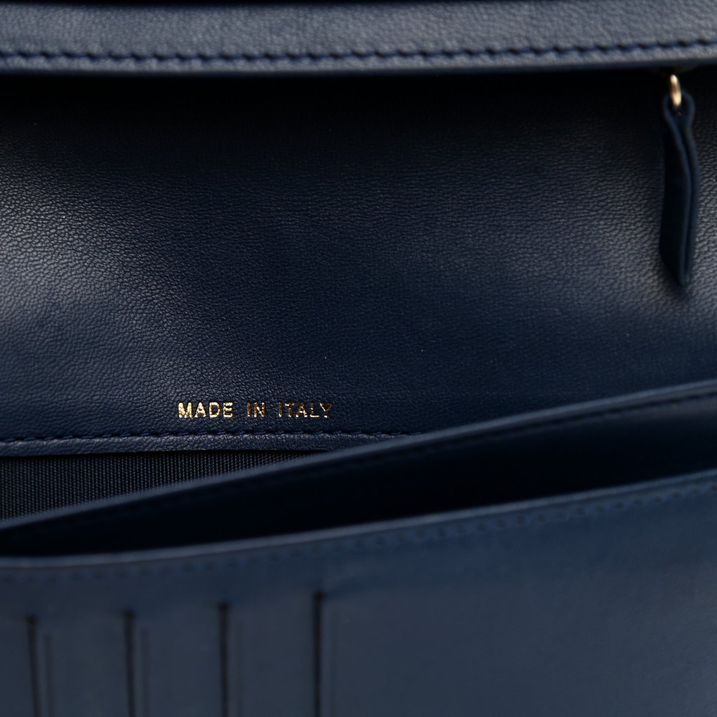 Lambskin Quilted Boy Yen Wallet Navy