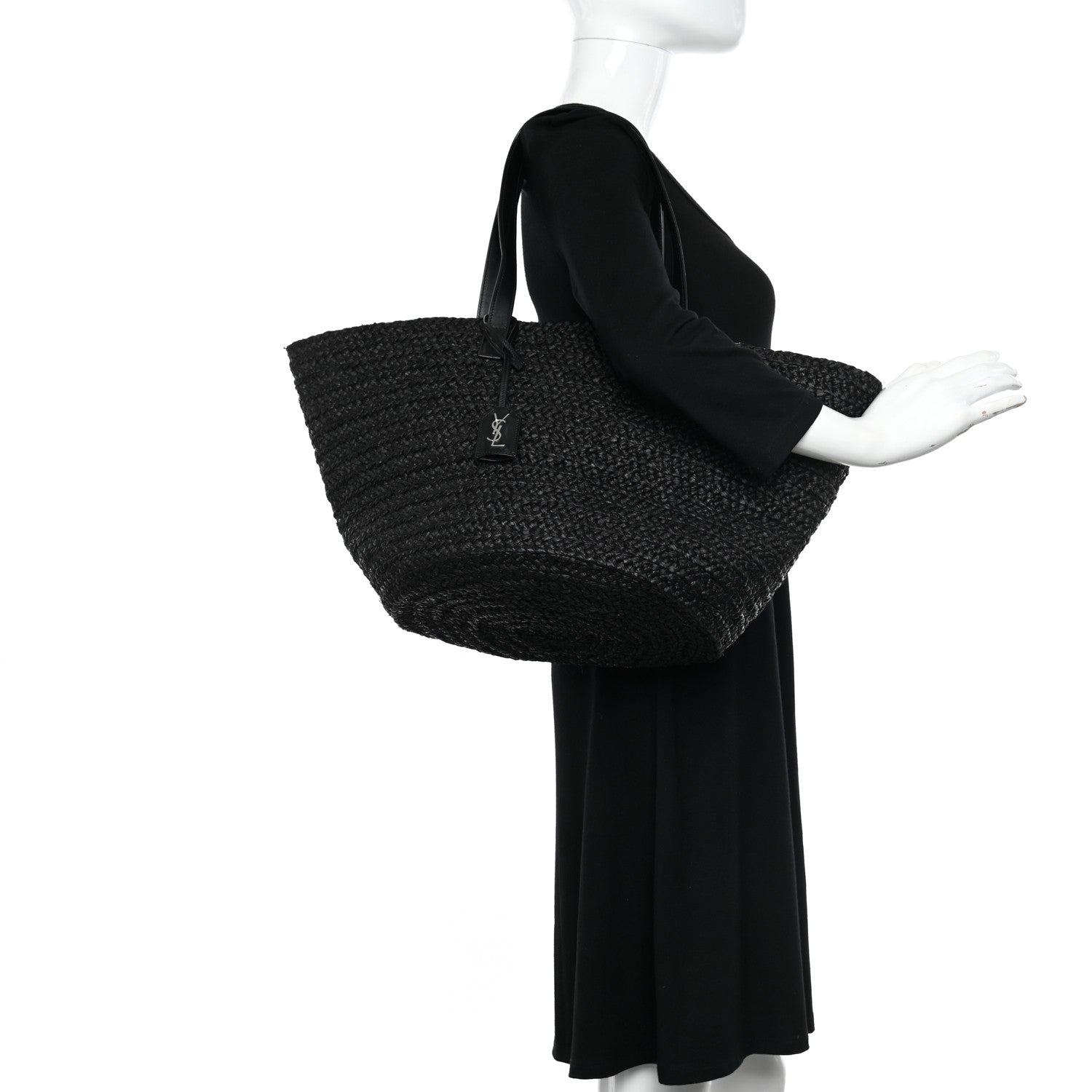 Saint Laurent Raffia Medium Panier Bag Black 2 of 11