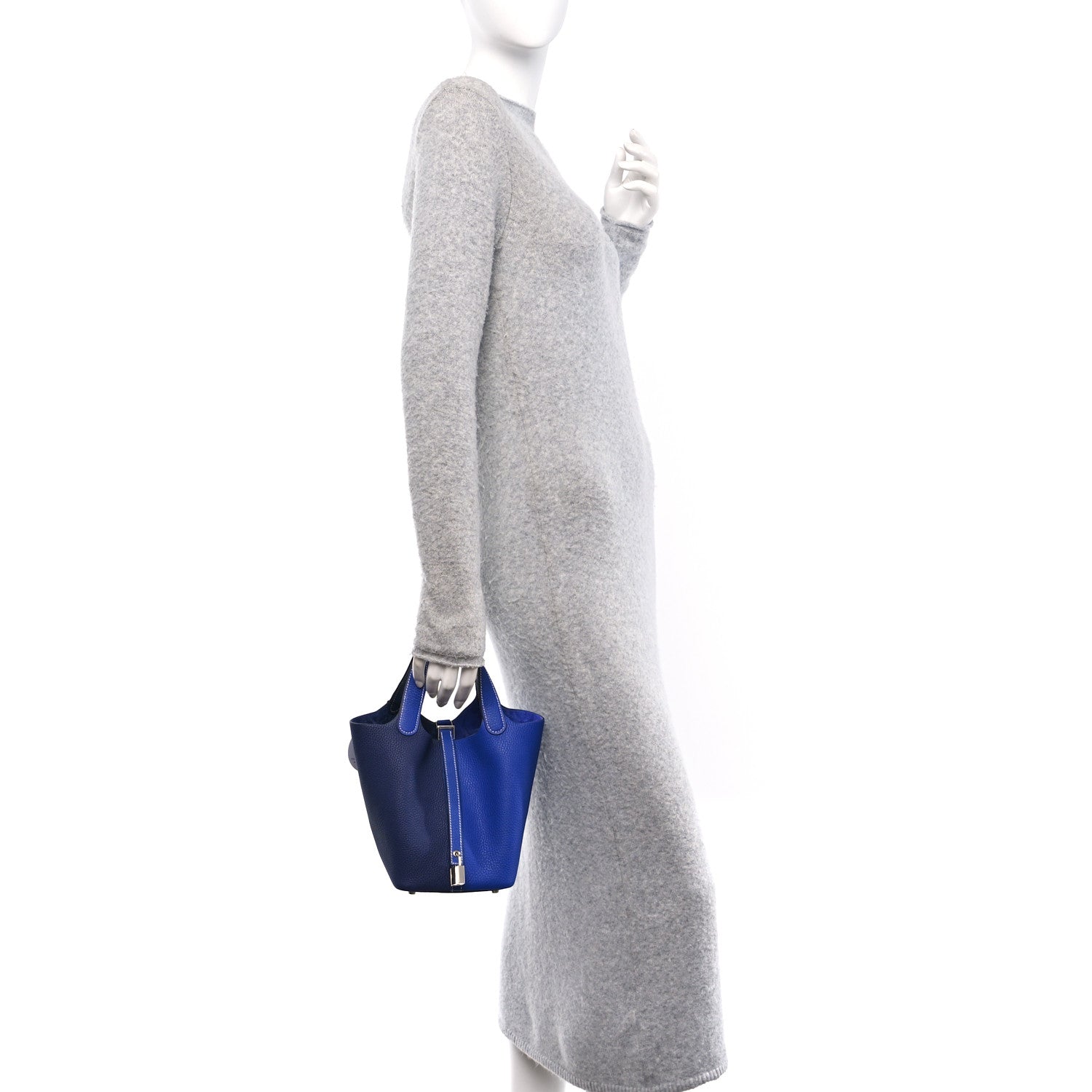 Hermes Taurillon Clemence Casaque Picotin Lock 18 PM Bleu Electrique Bleu Encre 2 of 13