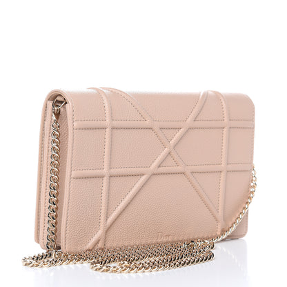 Christian Dior Grained Calfskin Diorama Wallet on Chain Pouch Nude 3 of 10