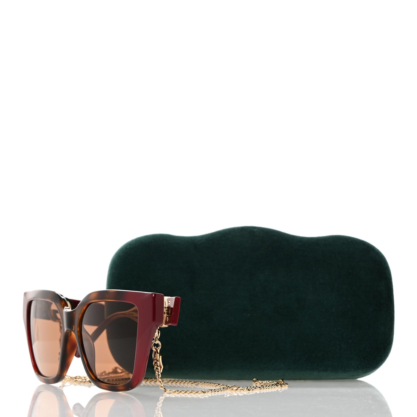 Acetate Square Frame Chain Sunglasses GG1023S Havana Pink