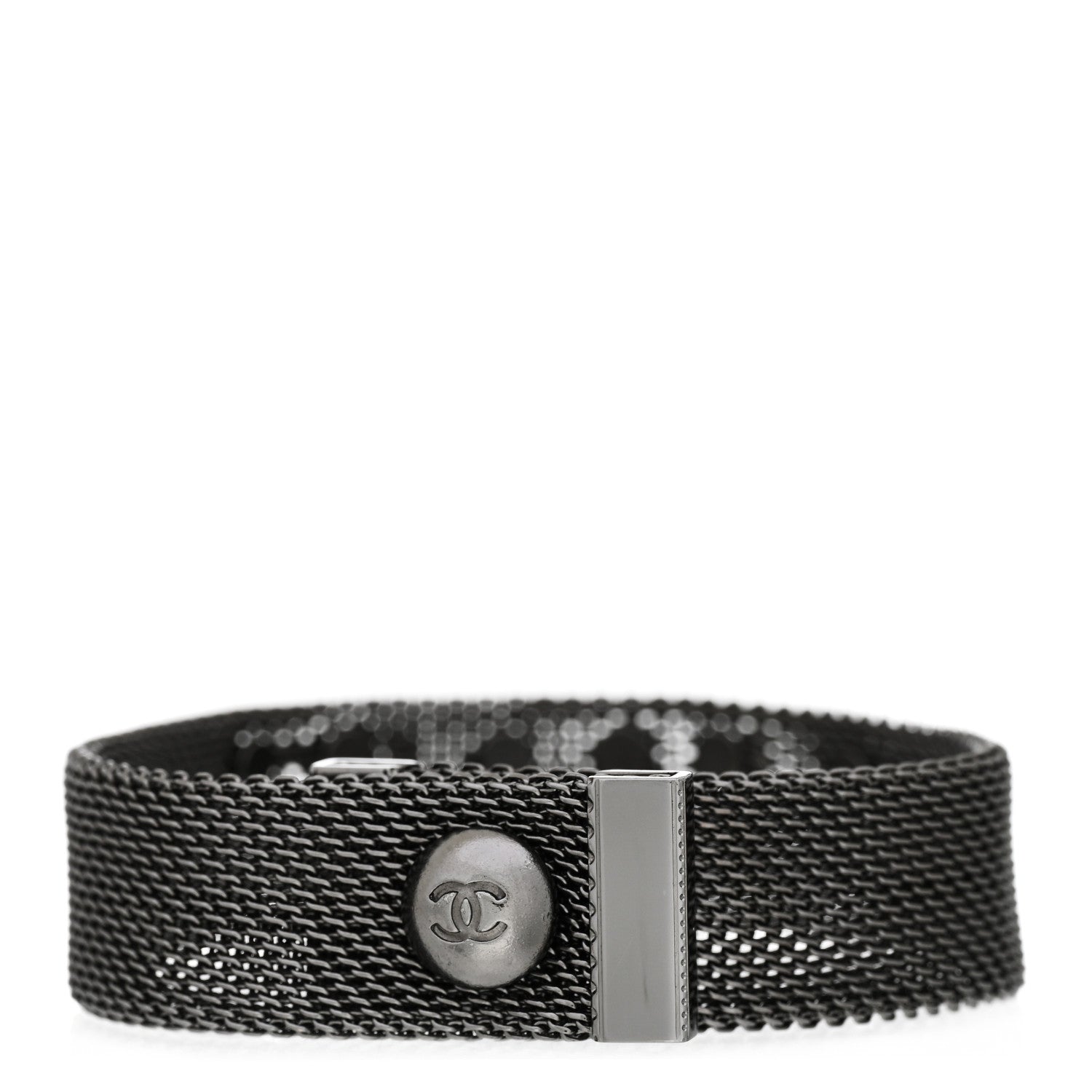 Chanel Metal Mesh Logo Bracelet Ruthenium 3 of 4