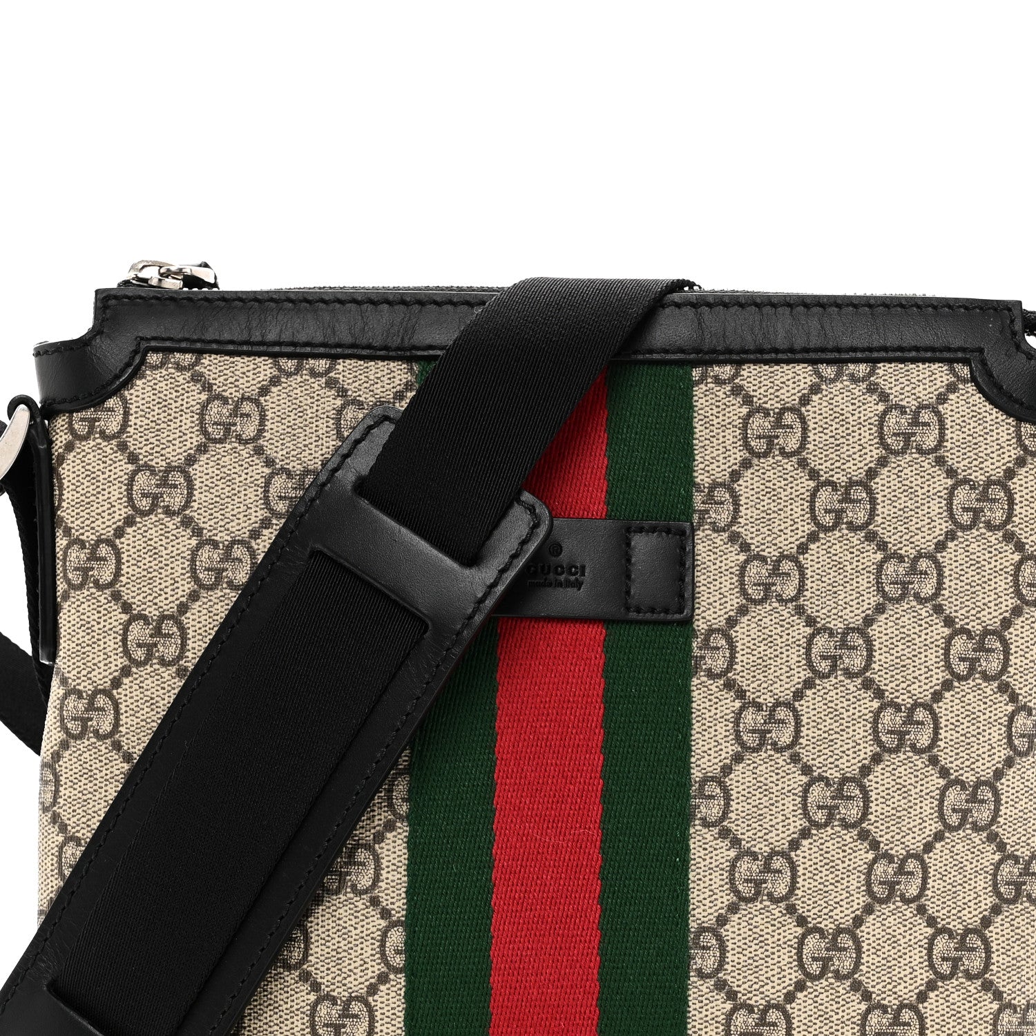 Gucci GG Supreme Monogram Web Messenger Bag Black 8 of 10