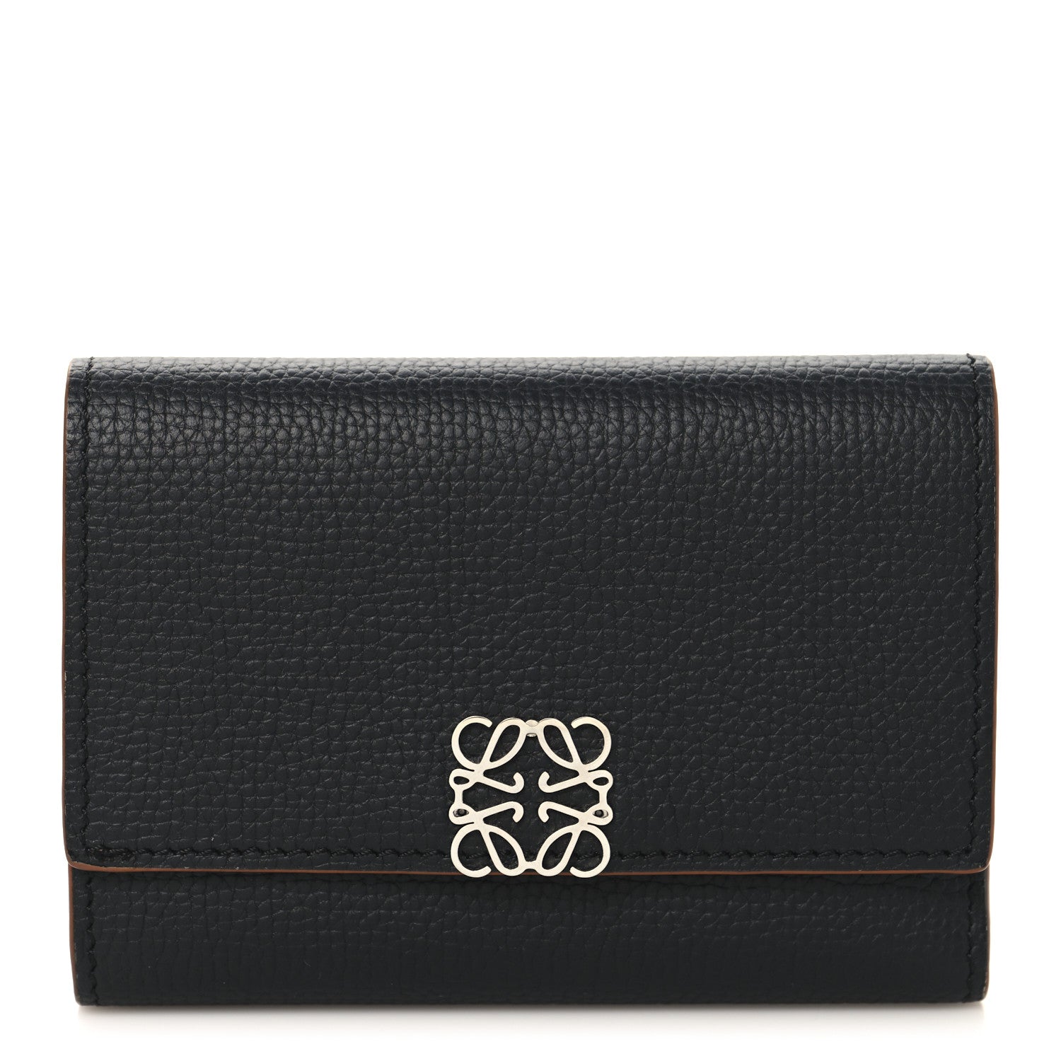 Loewe Pebble Grain Calfskin Anagram Small Vertical Wallet Black 1 of 7