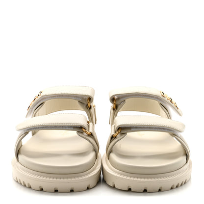 Christian Dior Lambskin Dioract 10mm Slide Sandals 37 Off White 3 of 10