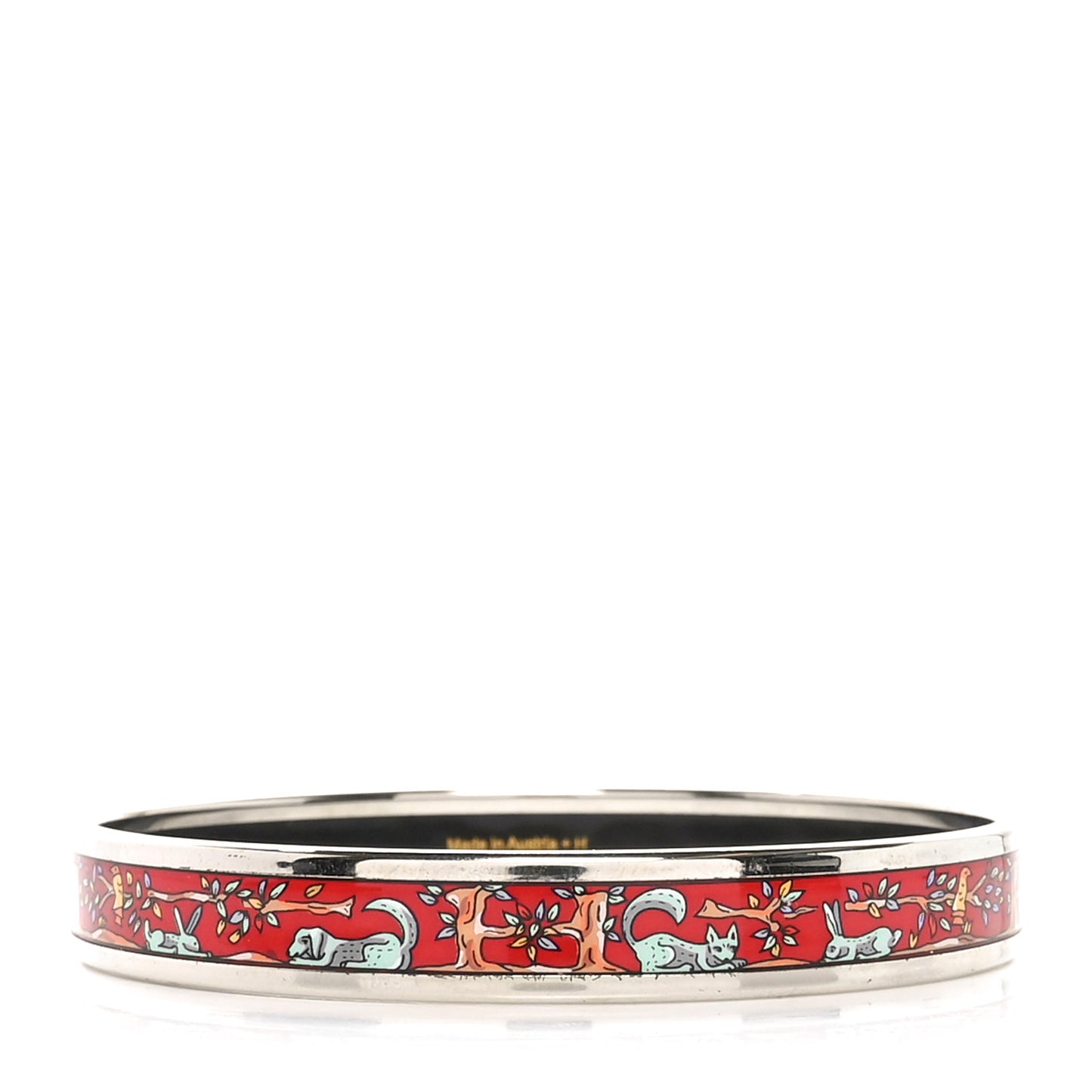 Enamel Printed Narrow Forest Animals Bracelet 70  Red