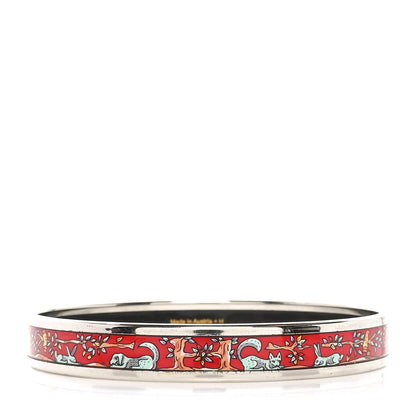 Hermes Enamel Printed Narrow Forest Animals Bracelet 70  Red 3 of 5