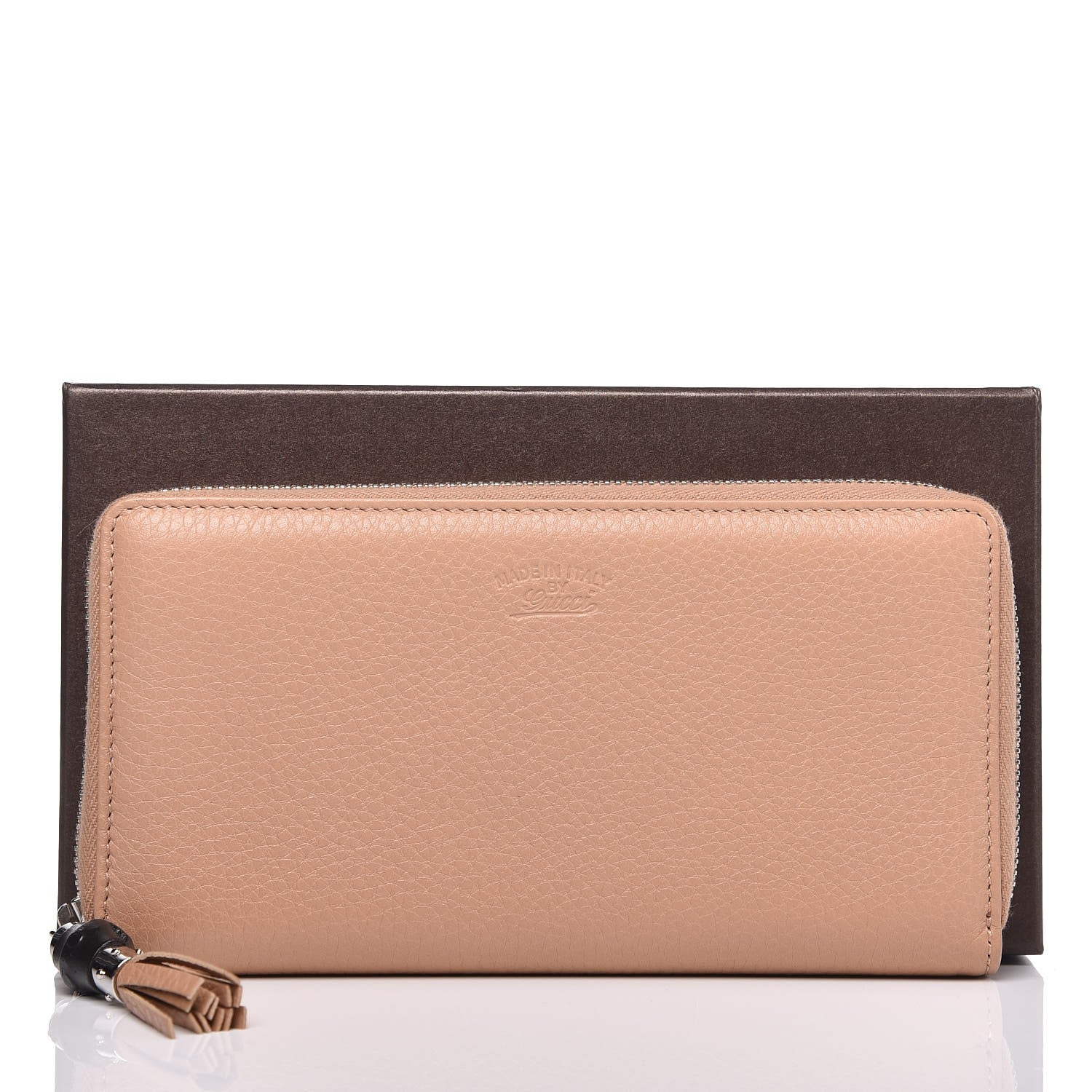 Gucci Cellarius Calfskin Bamboo Tassel Zip Around Wallet Camelia 9 of 9