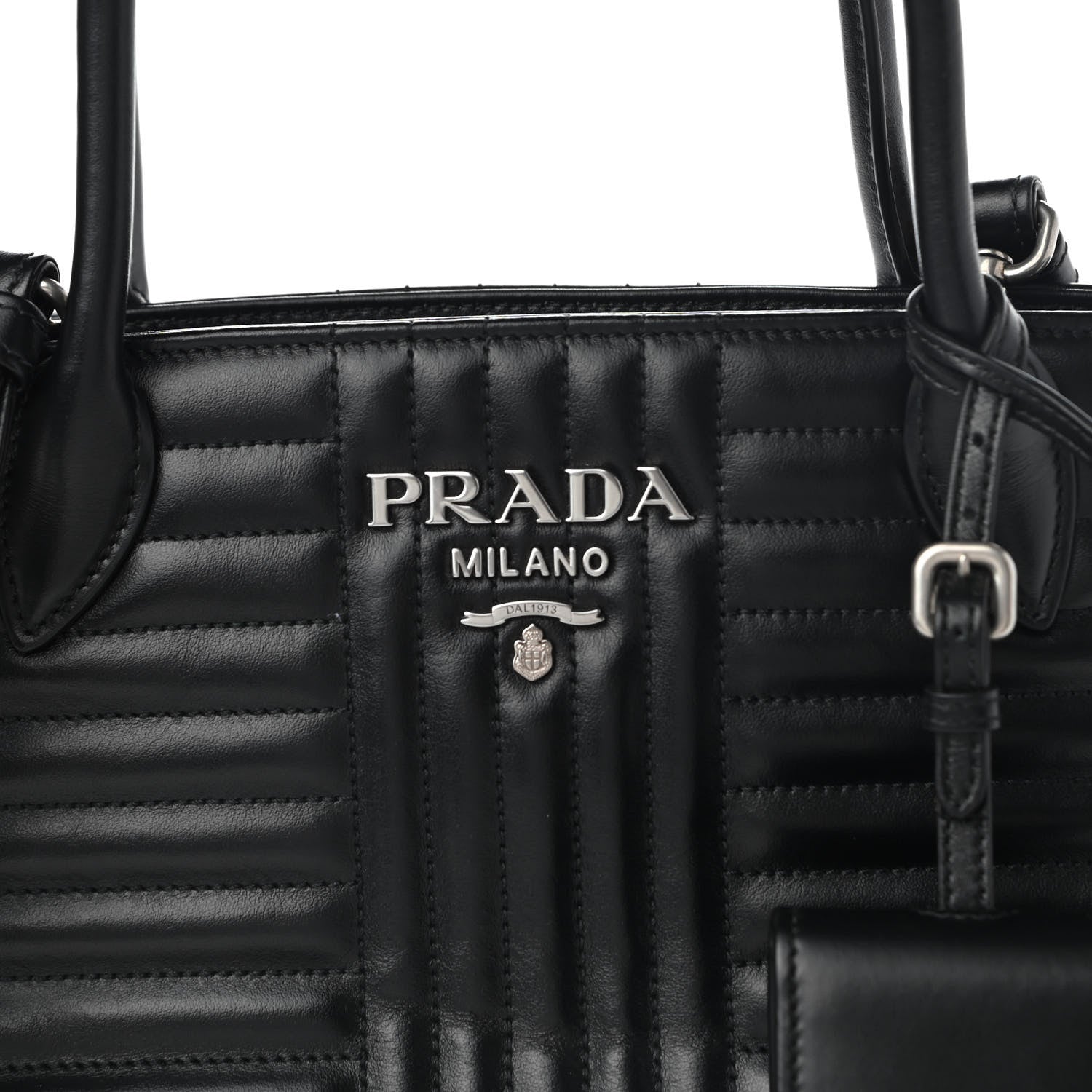 Prada Soft Calfskin Impunture Diagramme Tote Black 6 of 8