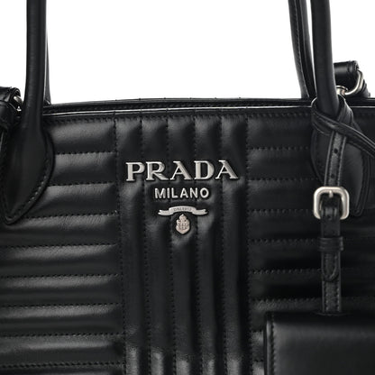 Prada Soft Calfskin Impunture Diagramme Tote Black 6 of 8