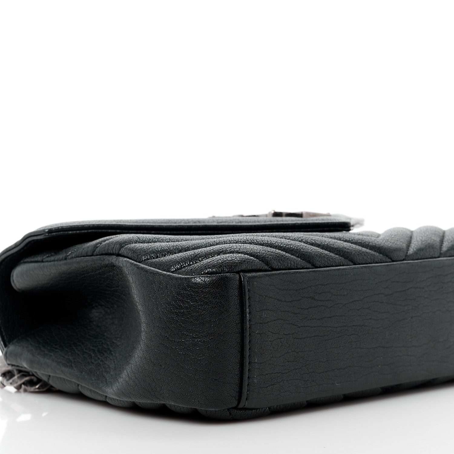 Saint Laurent Sheepskin Matelasse Chevron Monogram Medium College Bag Black 10 of 13