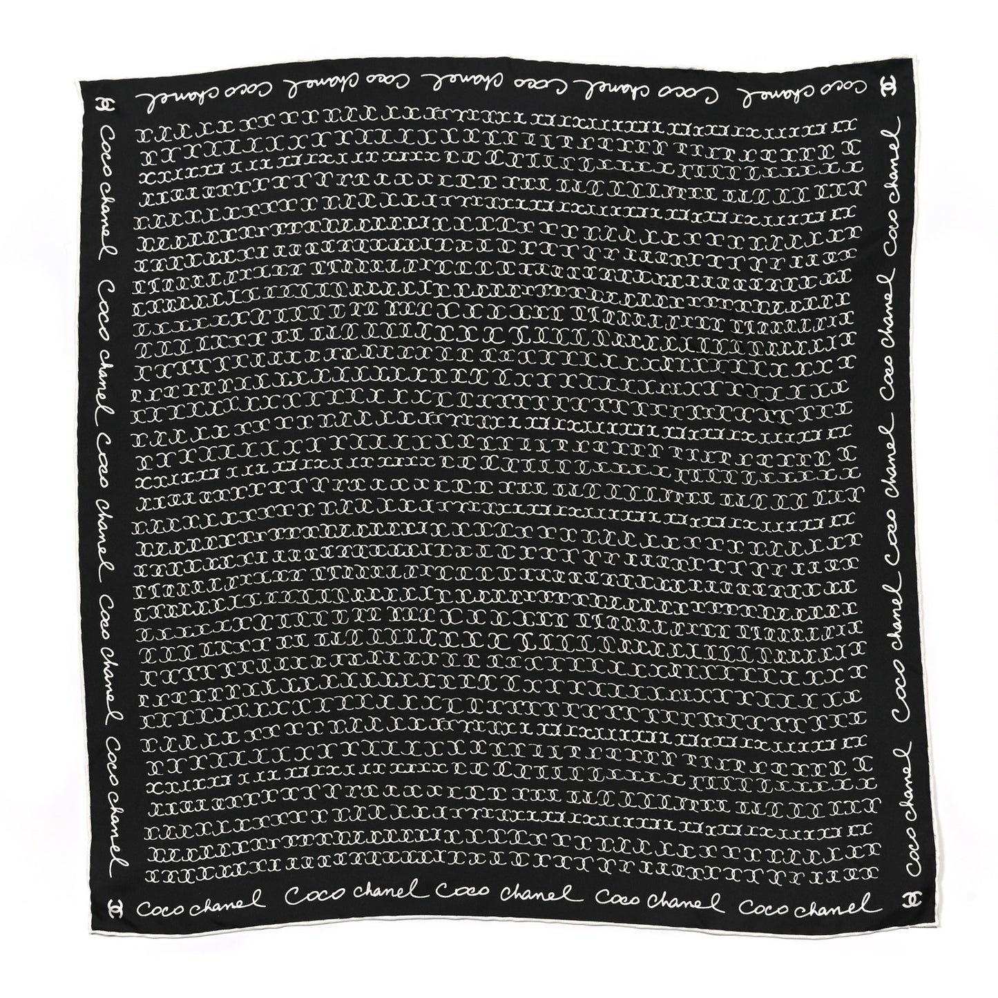 Silk CC Twilly Hair Tie Black White