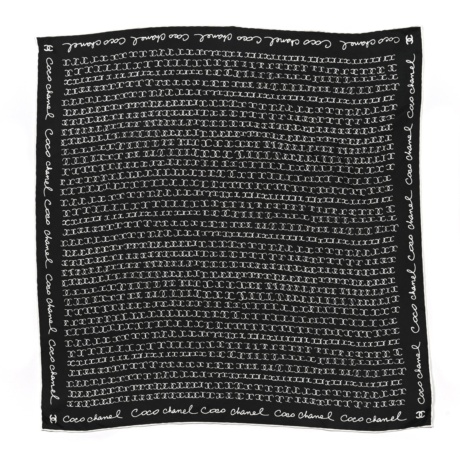 Chanel Silk CC Twilly Hair Tie Black White 2 of 6
