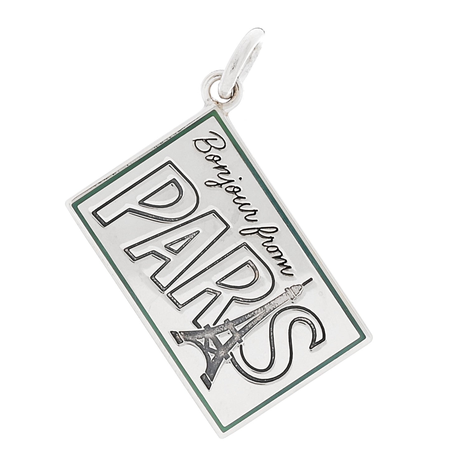 Tiffany Sterling Silver Enamel Paris Postcard Charm Blue 1 of 4
