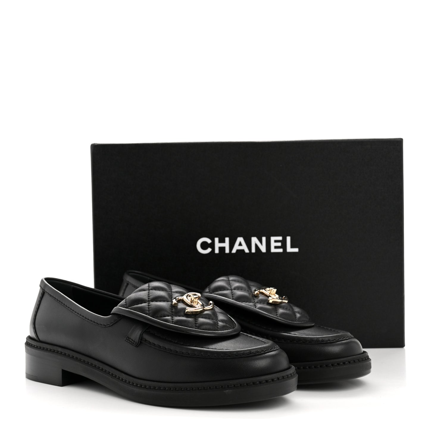 Lambskin Quilted CC Turnlock Loafers 37.5 Black