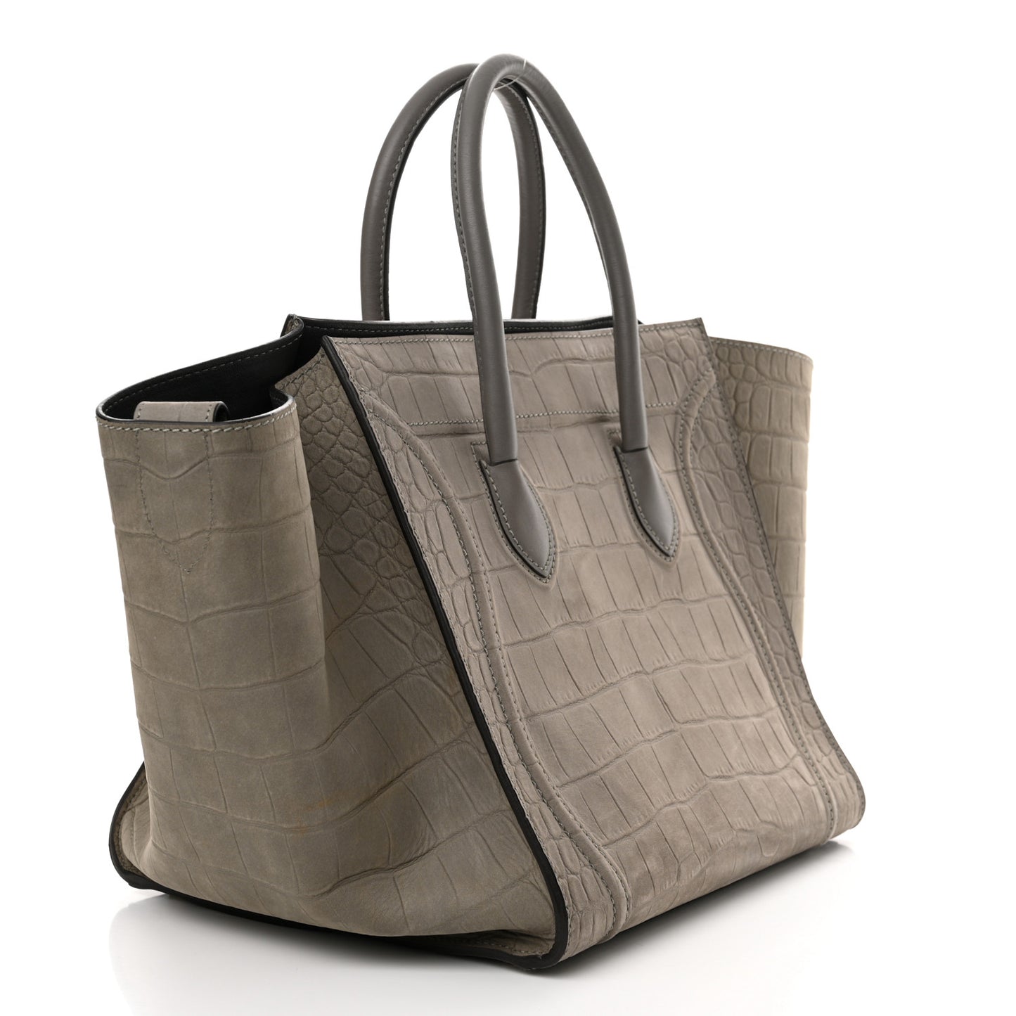 Crocodile Embossed Nubuck Large Phantom Luggage Grey