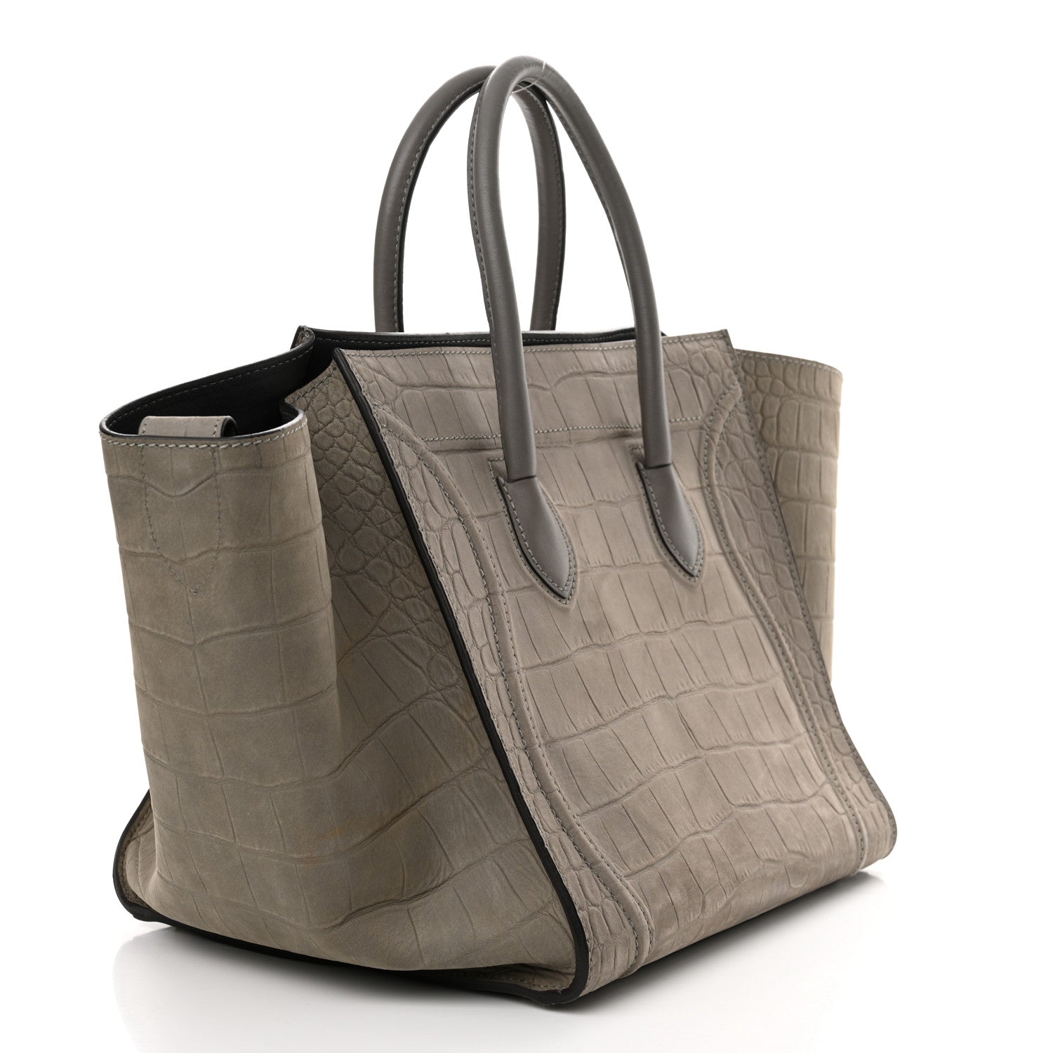 Celine Crocodile Embossed Nubuck Large Phantom Luggage Grey 3 of 15