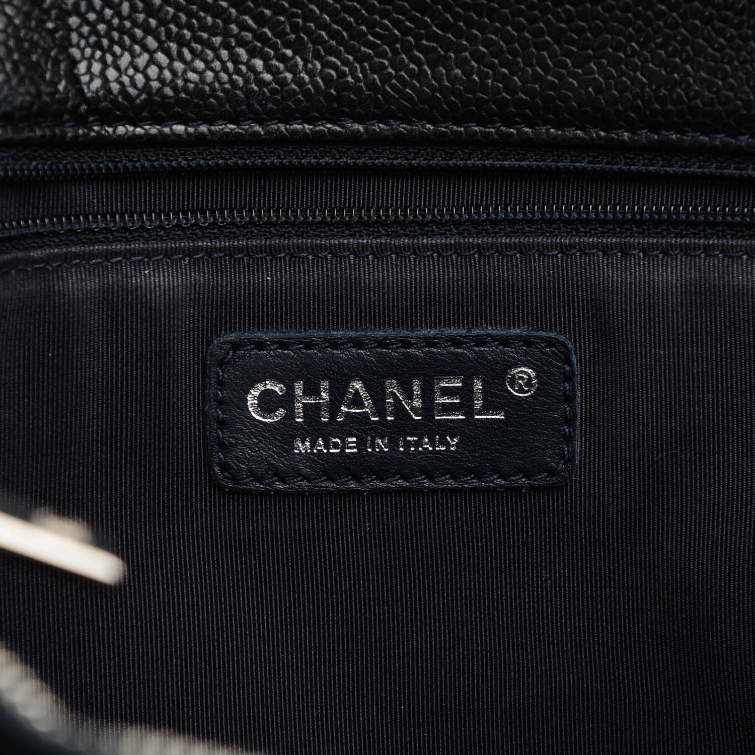 Chanel Caviar Quilted Grand Shopping Tote GST Dark Navy Blue 6 of 7