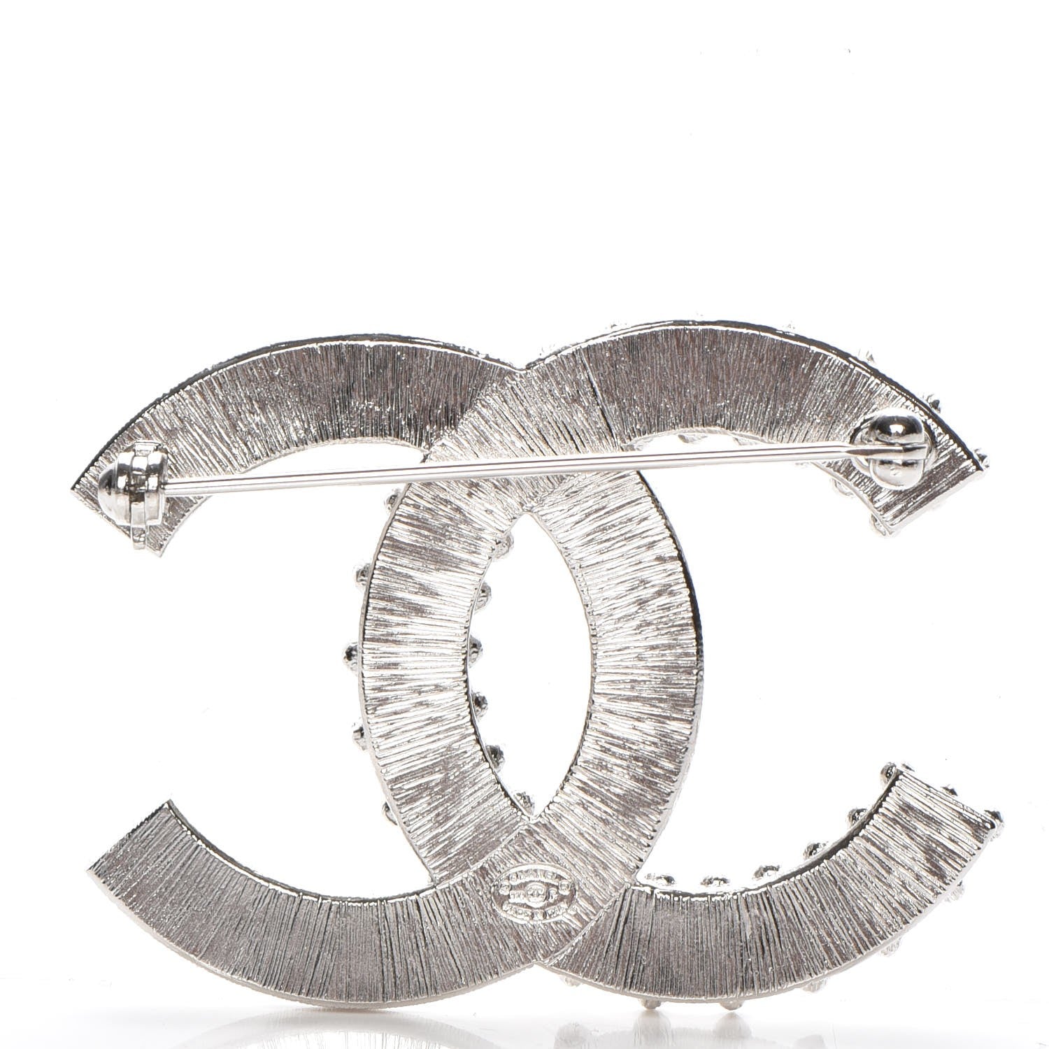 Chanel Metal Strass Crystal CC Brooch Silver 3 of 5