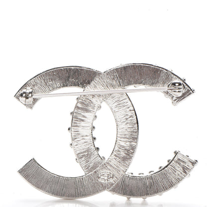 Chanel Metal Strass Crystal CC Brooch Silver 3 of 5