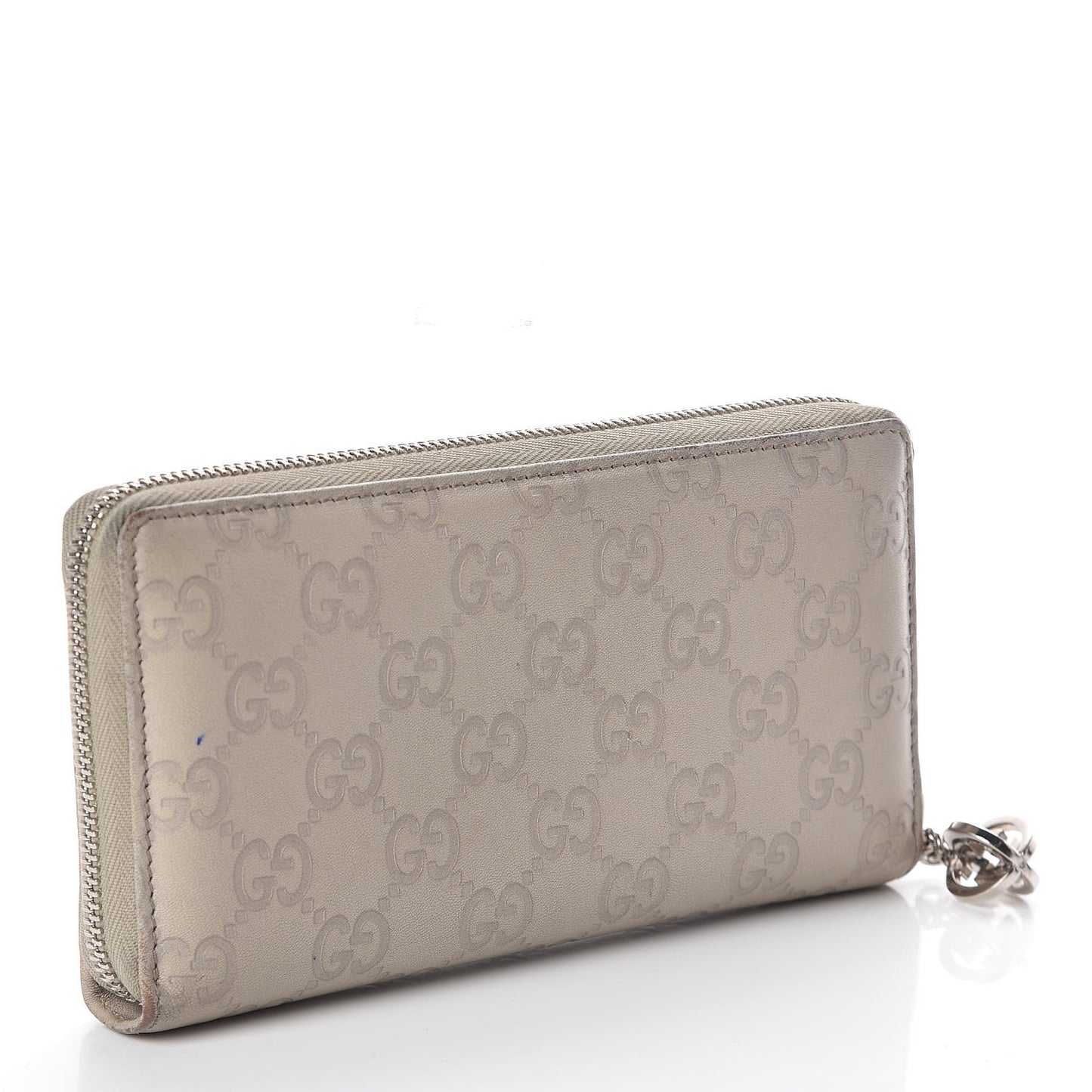 Guccissima Large Twins Zip Around Wallet White