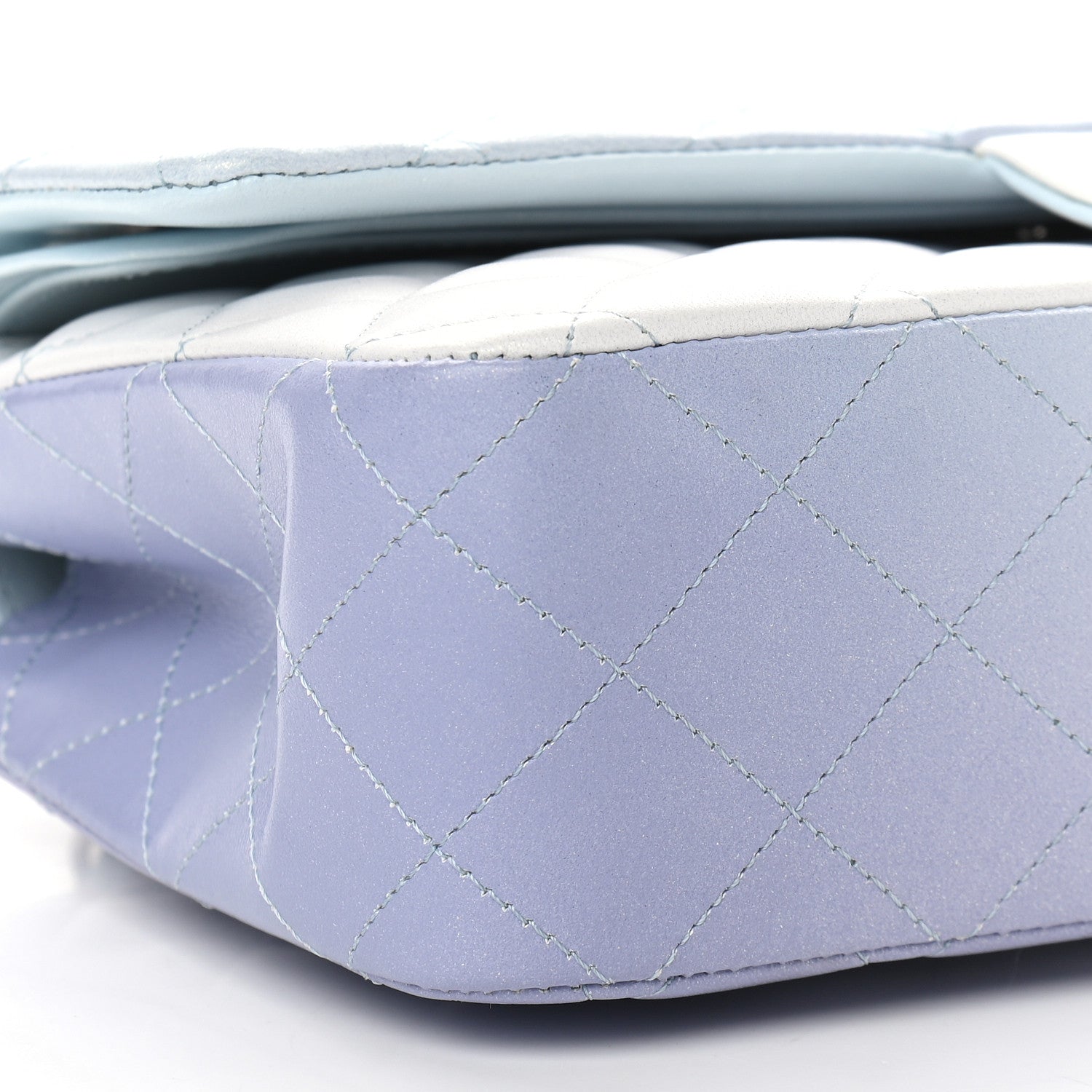 Chanel Perforated Lambskin Quilted Medium Double Flap Light Blue Light Purple White 8 of 9