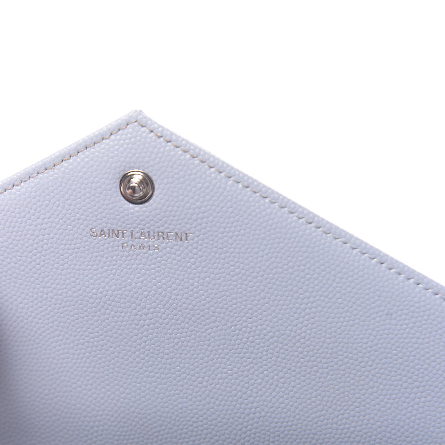 Saint Laurent Grain De Poudre Matelasse Monogram Chain Wallet Sky Blue 7 of 15