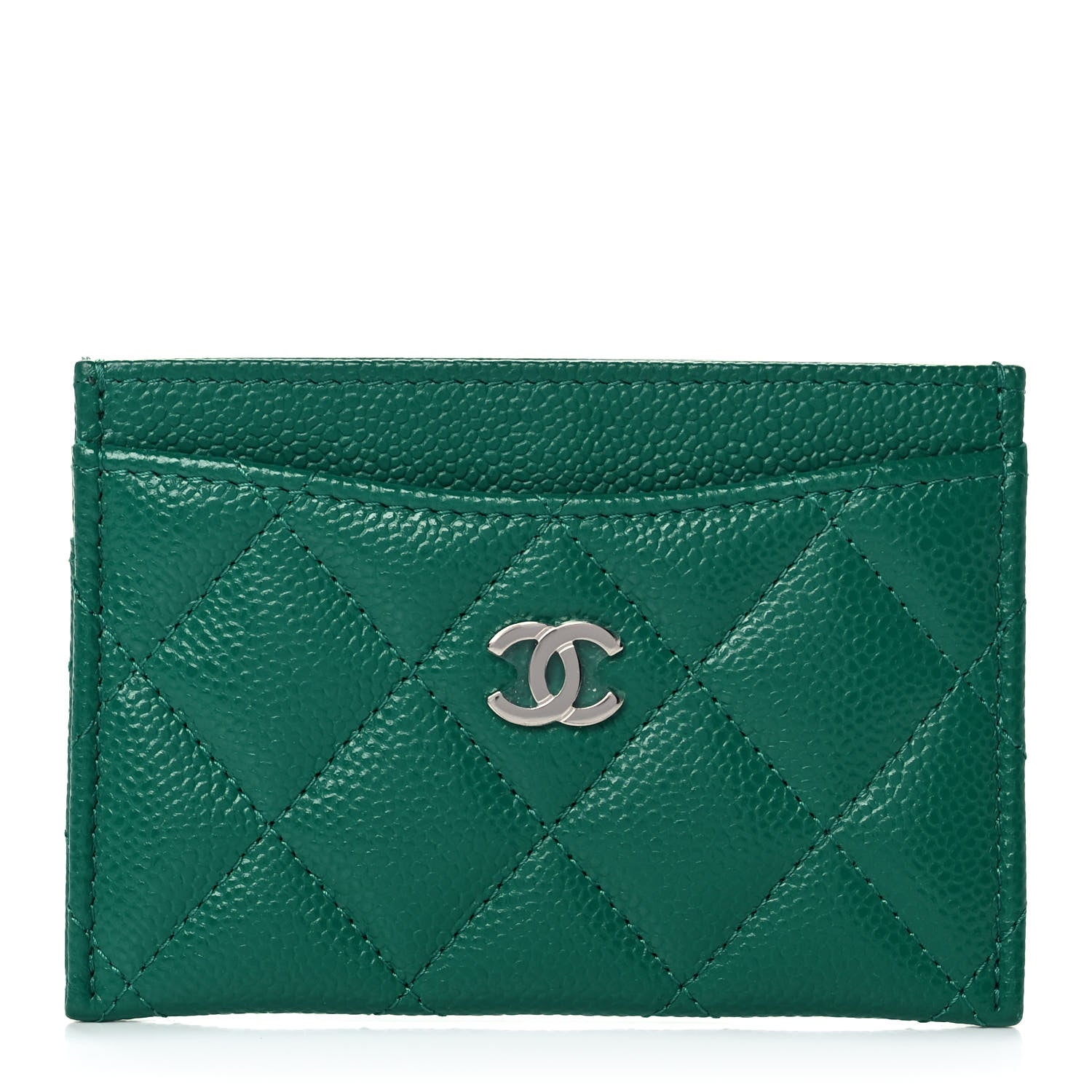 Chanel Caviar Quilted Card Holder Green 1 of 8