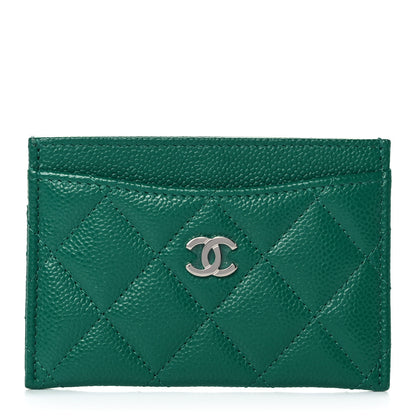 Chanel Caviar Quilted Card Holder Green 1 of 8