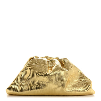 Bottega Veneta Metallic Bark Calfskin Embossed The Pouch Oversized Clutch Oro 1 of 10