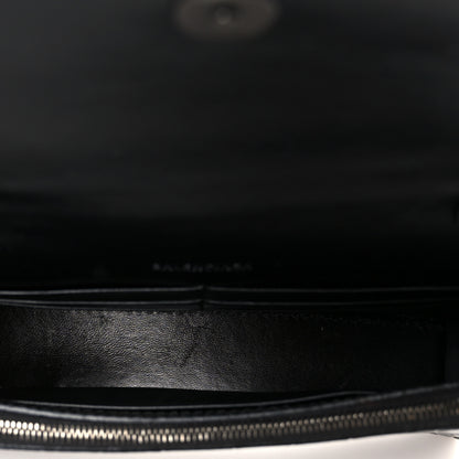 Balenciaga Shiny Calfskin Monochrome Crocodile Embossed Hourglass Chain Bag Black 5 of 11