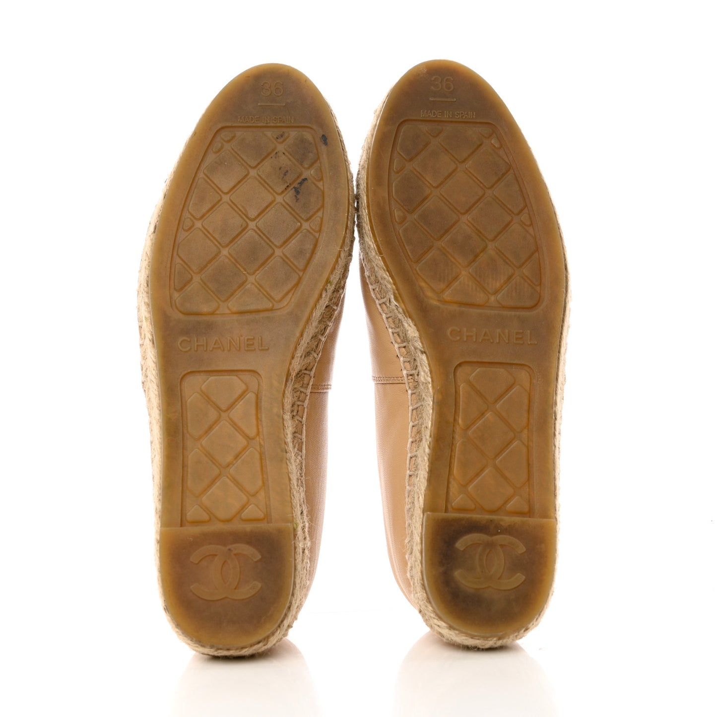Lambskin CC Espadrilles 36 Beige Black