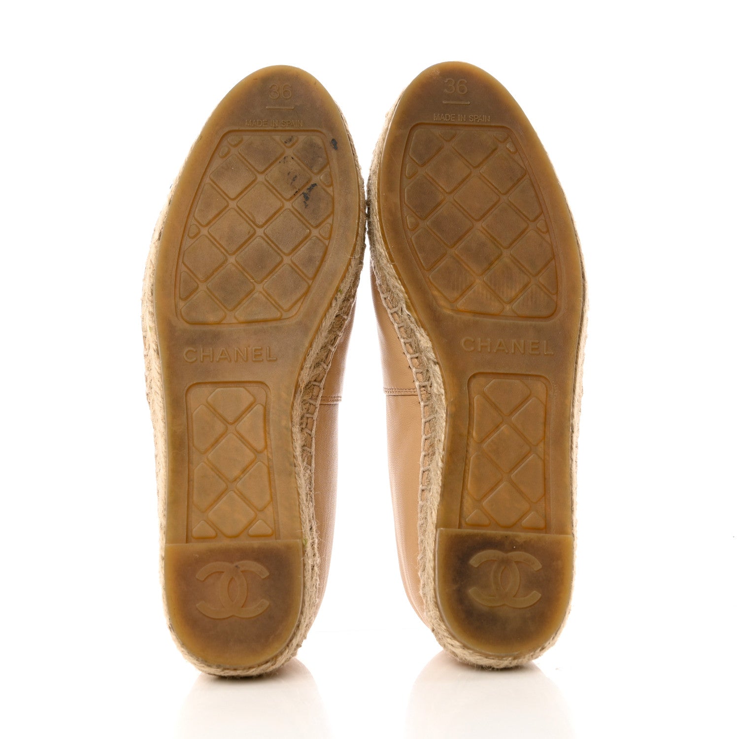 Chanel Lambskin CC Espadrilles 36 Beige Black 5 of 9