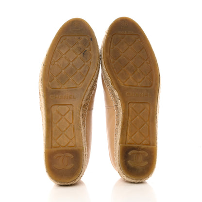 Chanel Lambskin CC Espadrilles 36 Beige Black 5 of 9