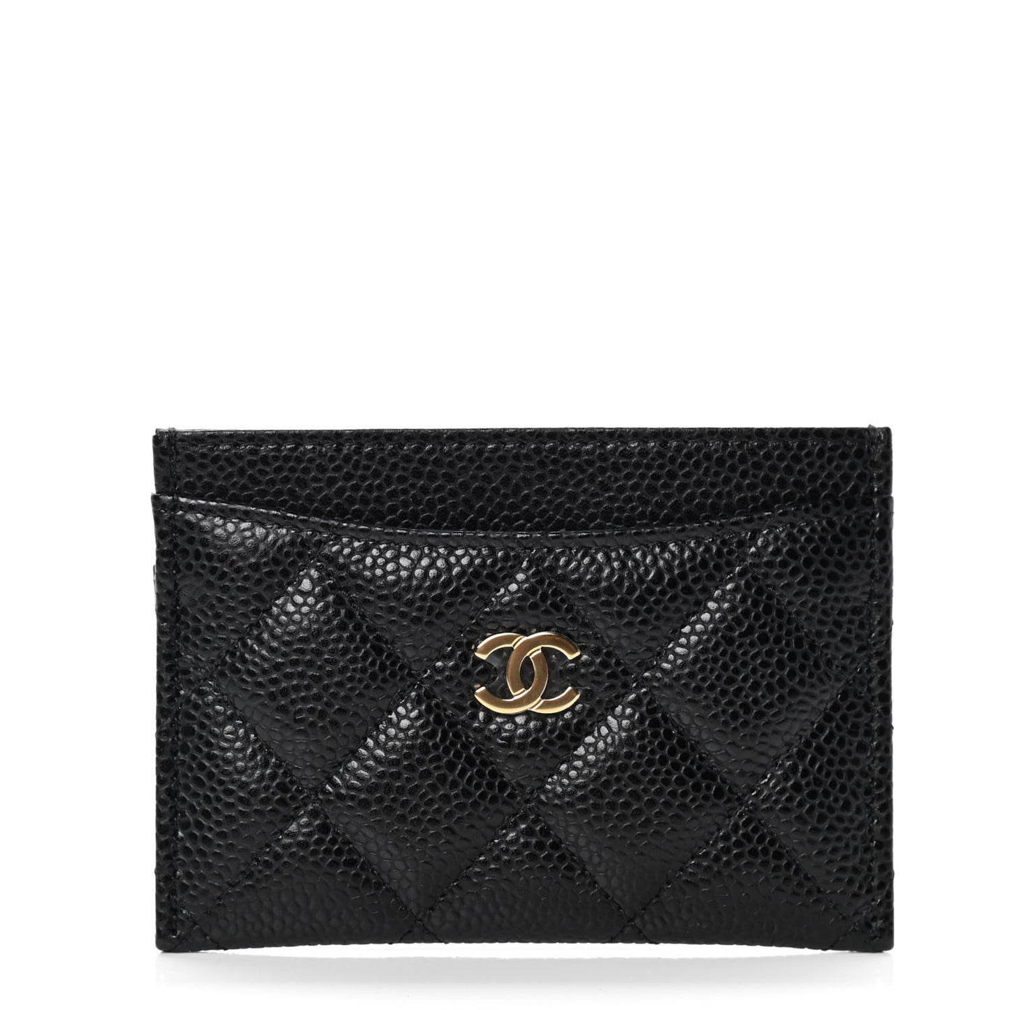 Caviar Quilted Card Holder Black