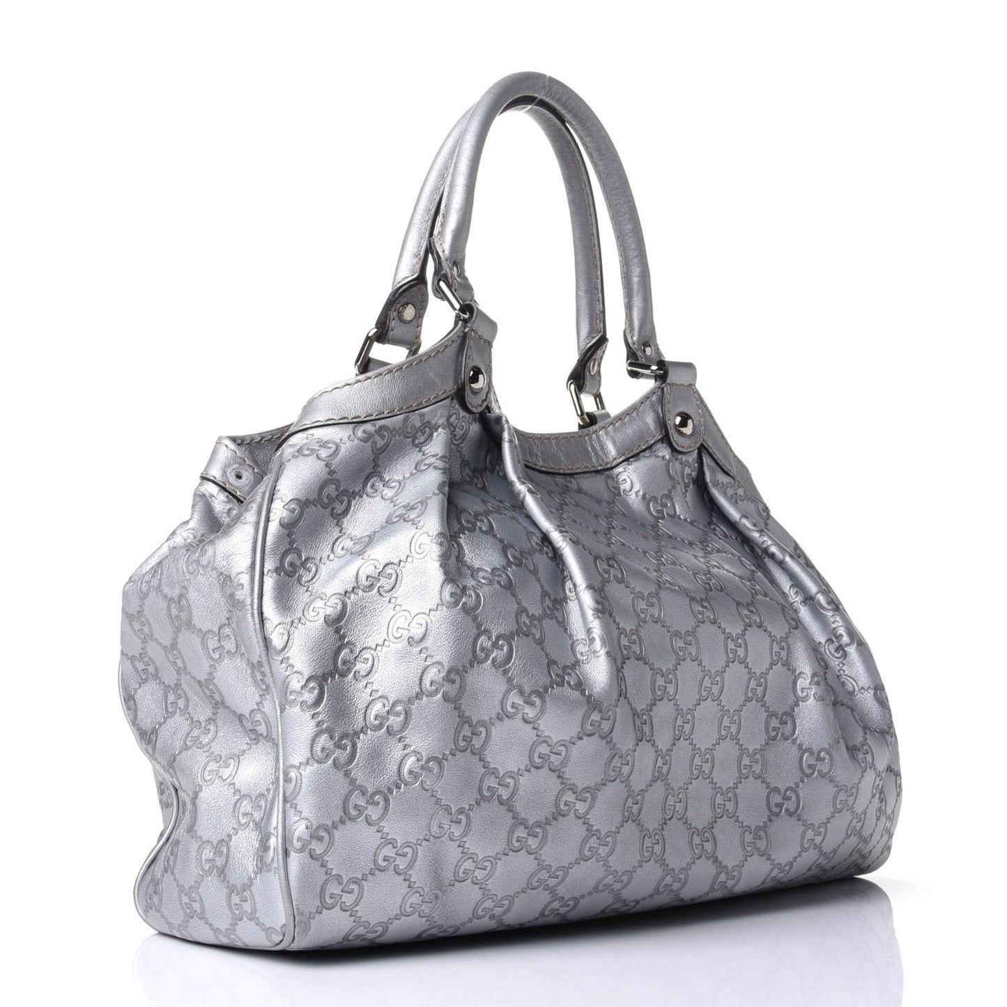 Guccissima Medium Sukey Tote Silver