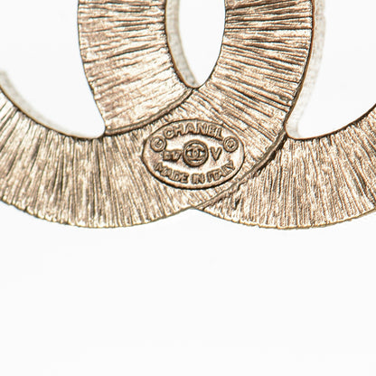 Chanel Metal Quilted CC Earrings Gold White 5 of 5
