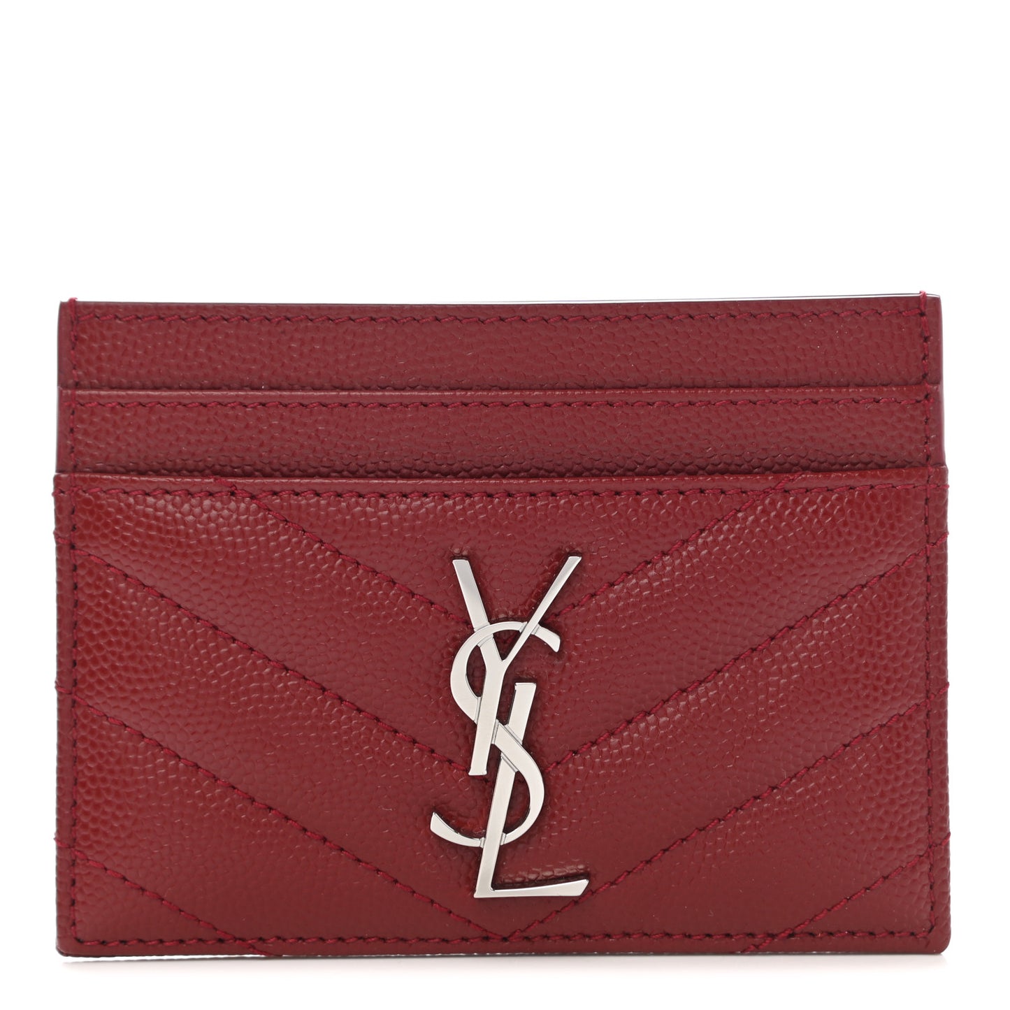 Grain De Poudre Matelasse Chevron Monogram Credit Card Case Opyum Red