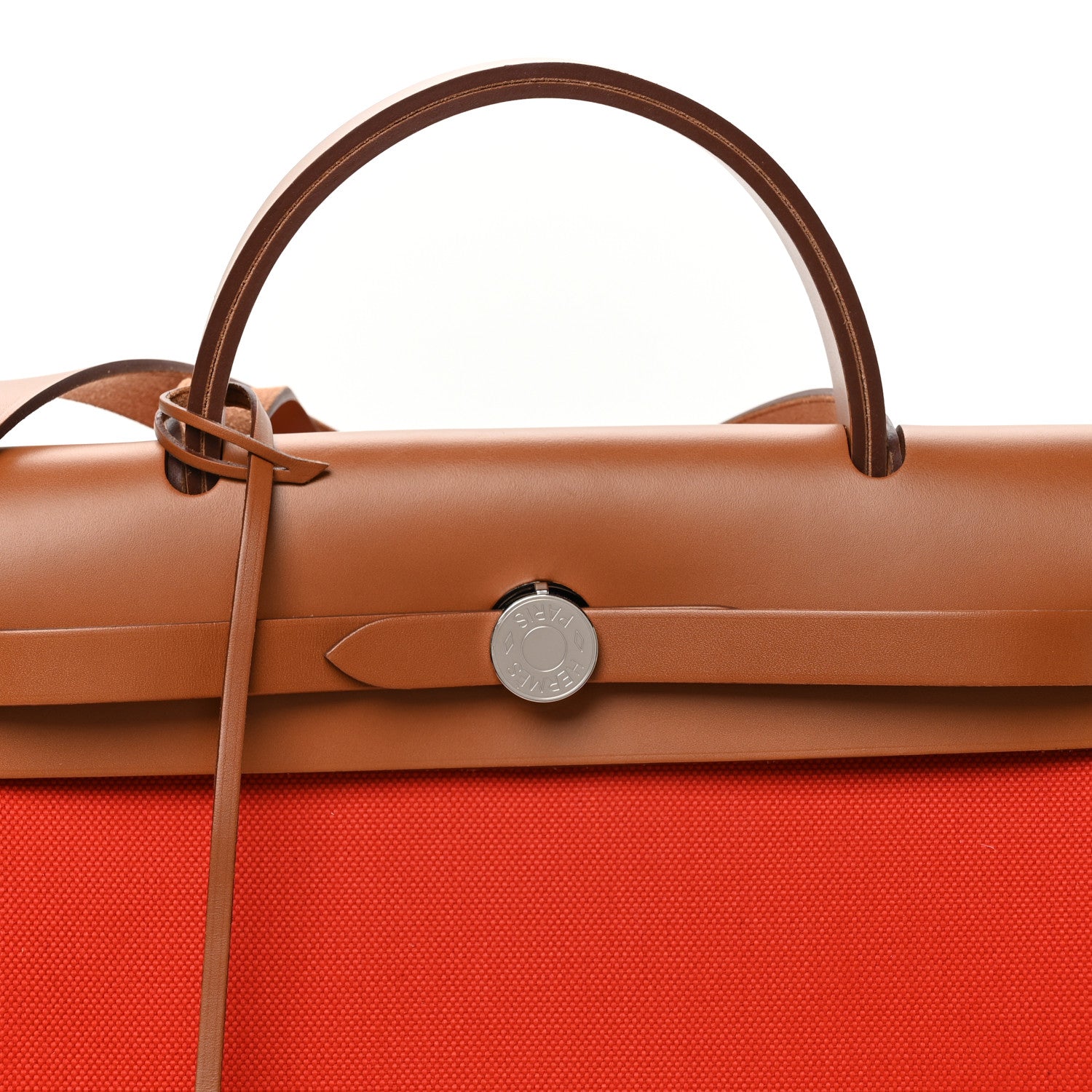 Hermes Vache Hunter Toile Herbag Zip Retourne 31 PM Orange Mecano Fauve 9 of 12