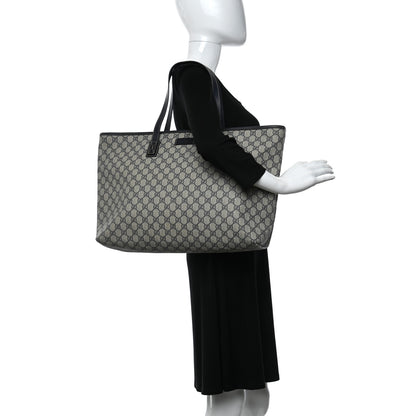 Gucci GG Supreme Monogram Large Zippered Shopping Tote Navy 2 of 9