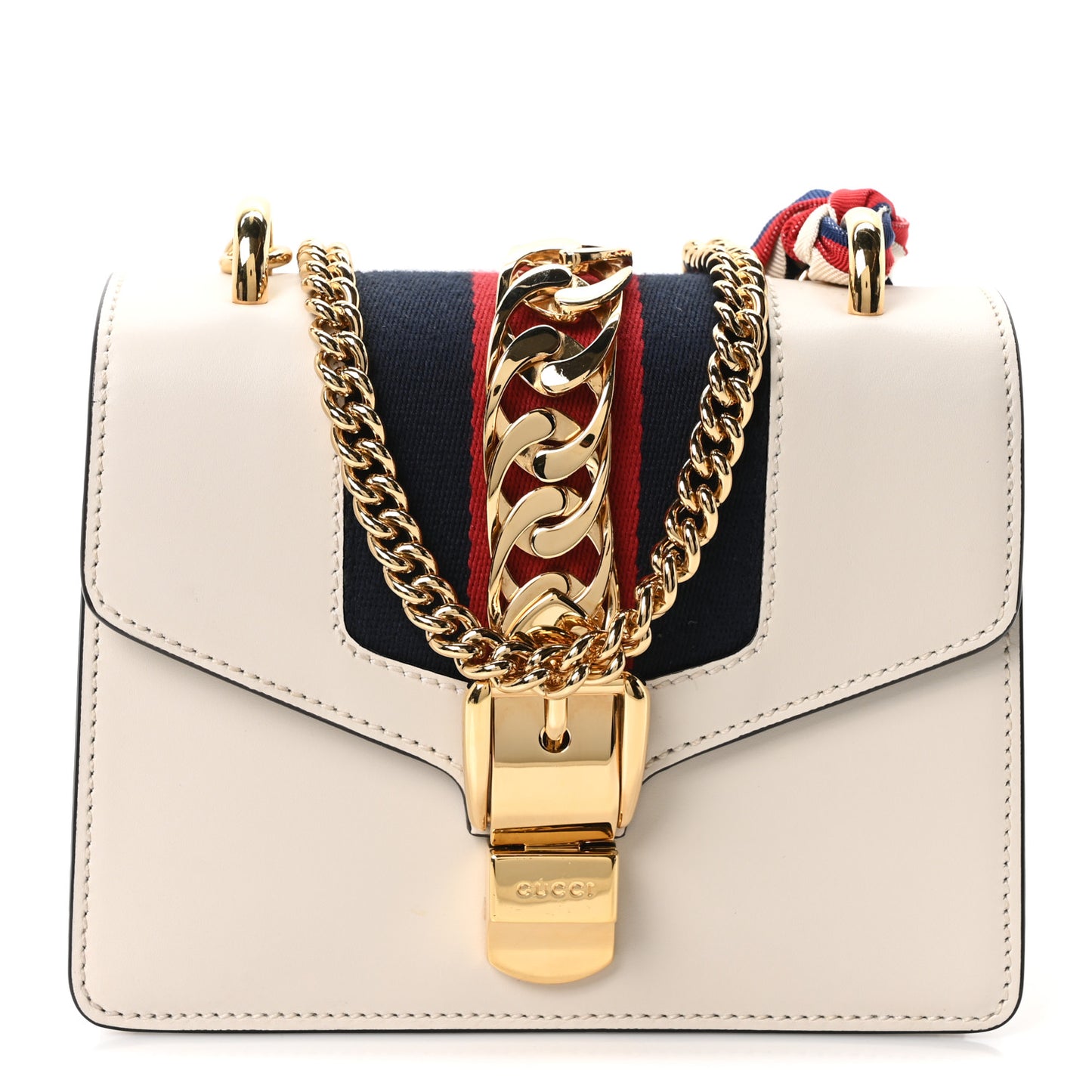 Calfskin Mini Sylvie Chain Shoulder Bag White