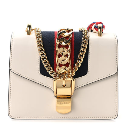 Gucci Calfskin Mini Sylvie Chain Shoulder Bag White 8 of 10