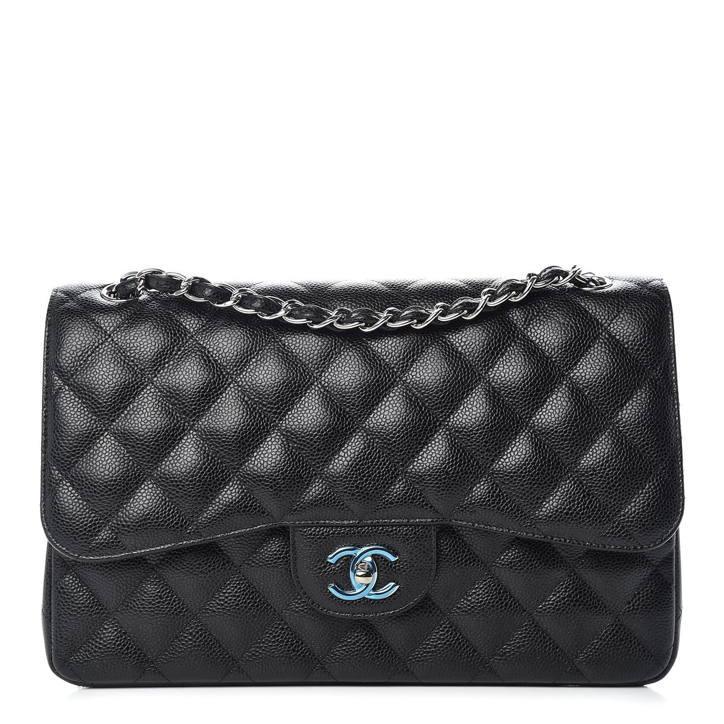 Caviar Quilted Jumbo Double Flap Black