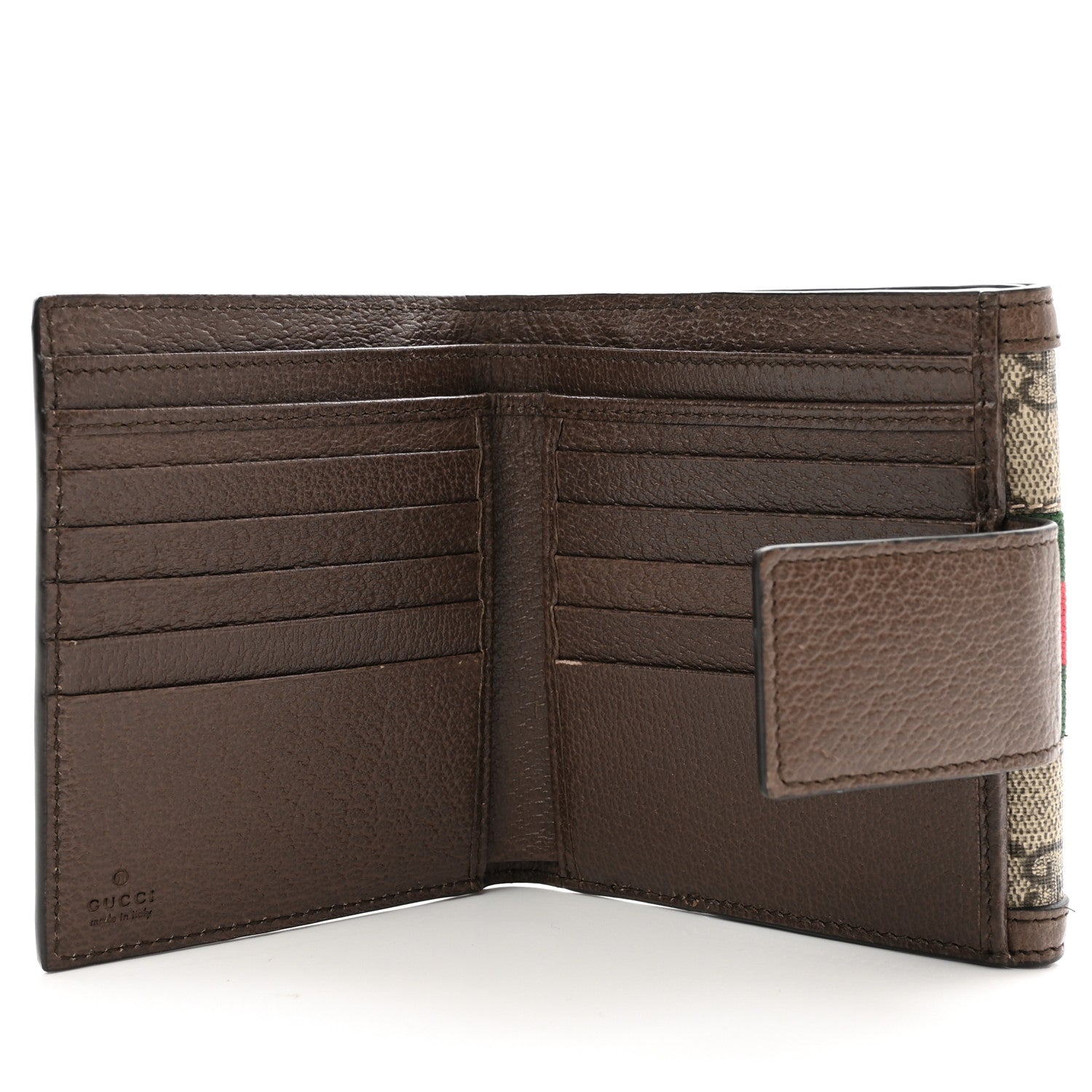 Gucci GG Supreme Monogram Web Ophidia French Flap Wallet Beige New Acero 5 of 8