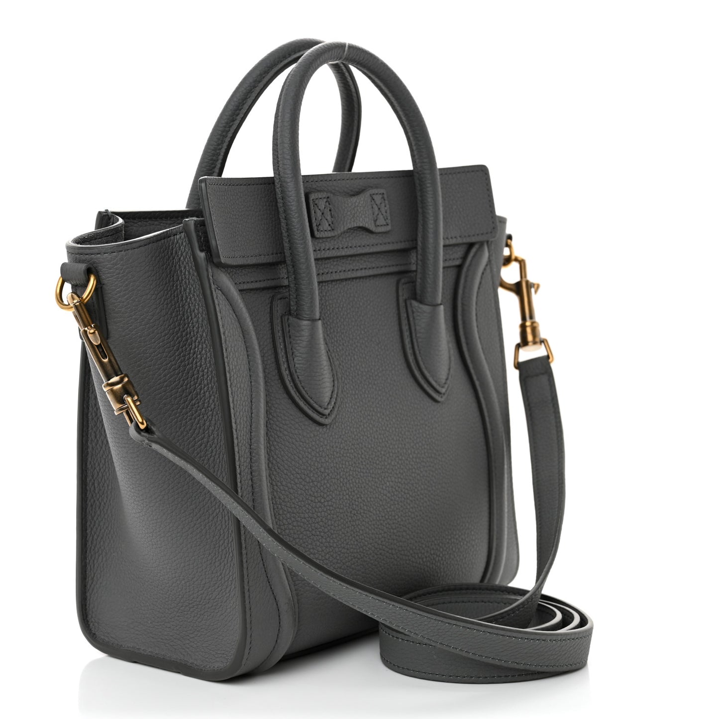 Baby Drummed Calfskin Nano Luggage Kohl
