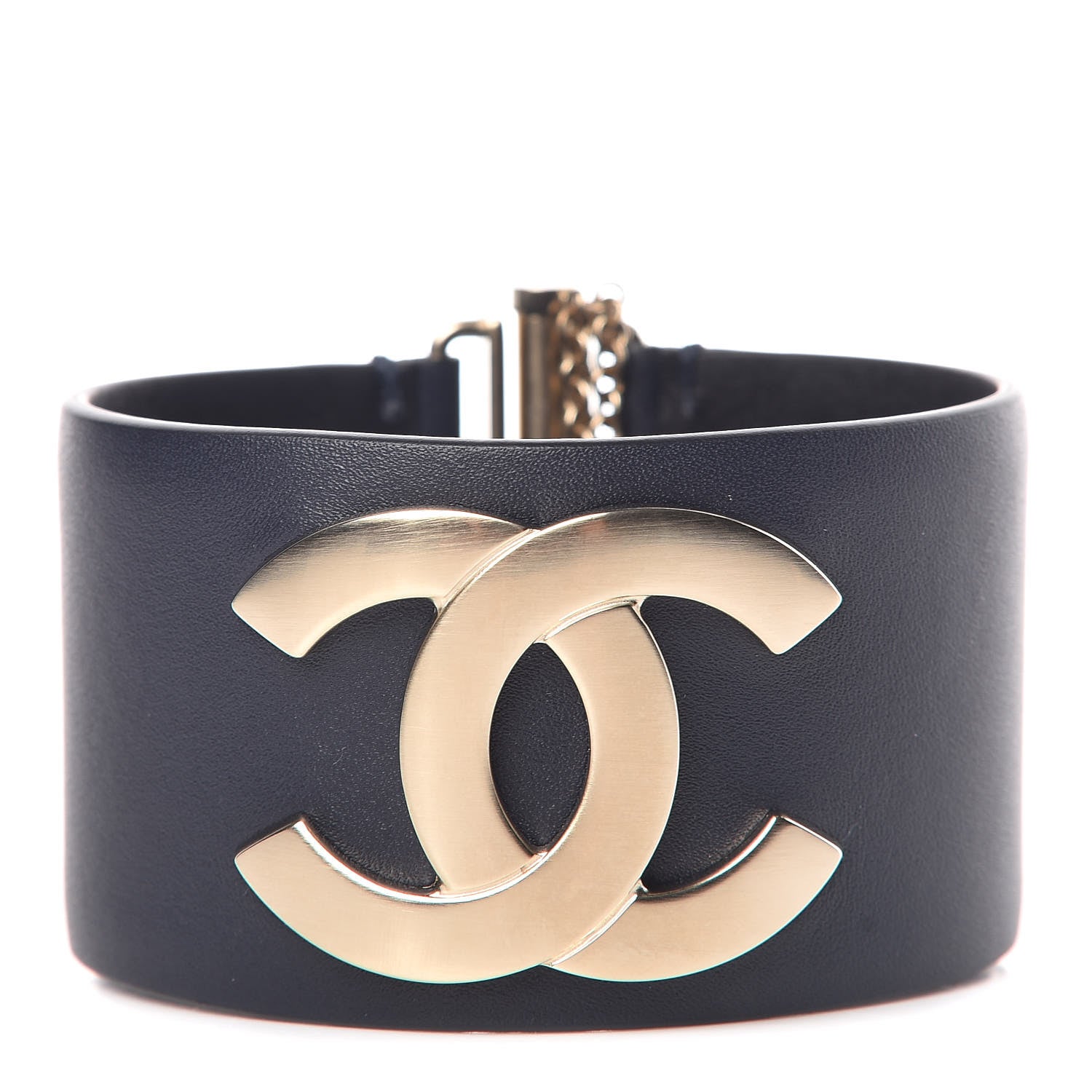 Chanel Calfskin CC Wide Cuff Navy 1 of 7