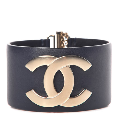 Chanel Calfskin CC Wide Cuff Navy 1 of 7