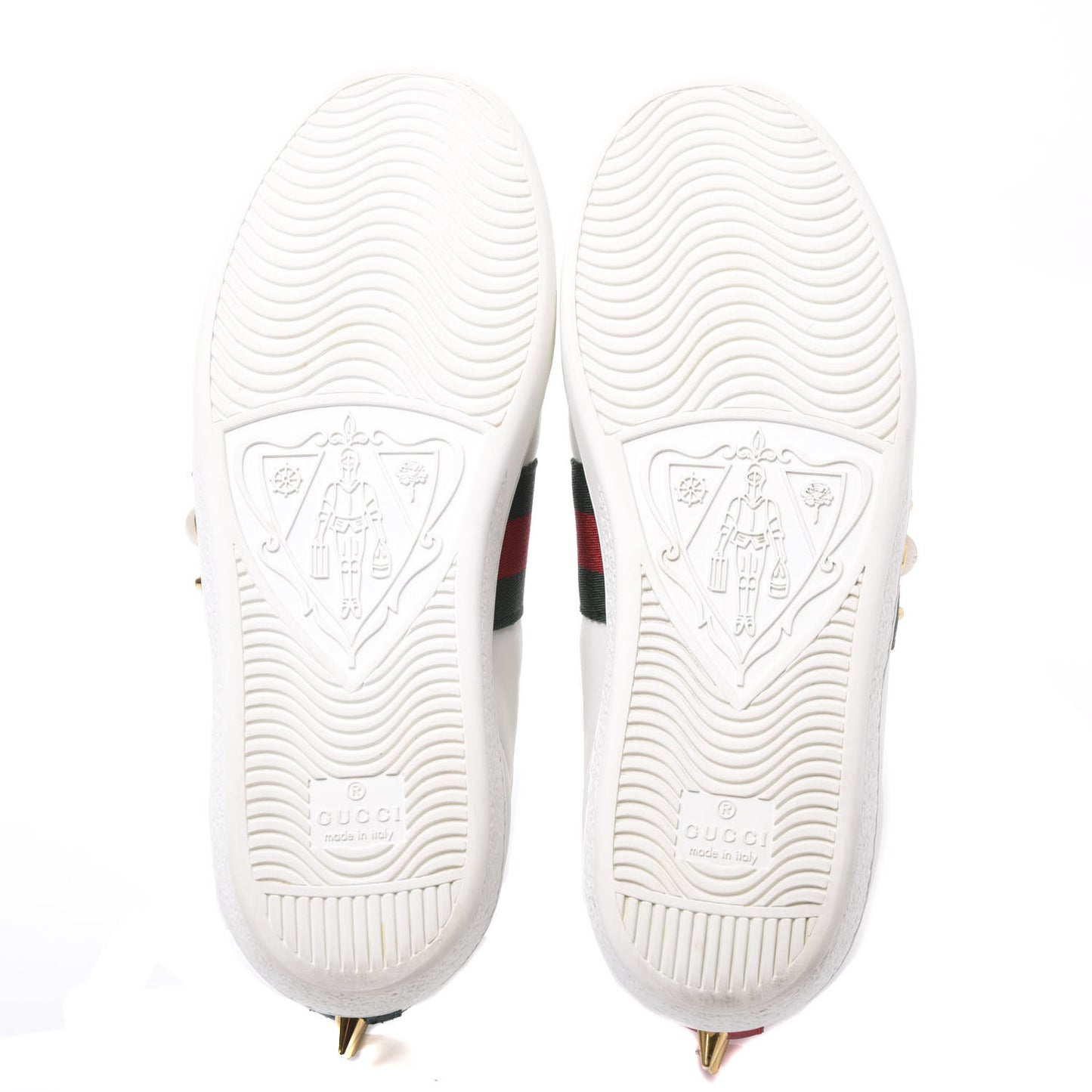 Calfskin Web Pearl Studded Womens Ace Sneakers 35.5 White