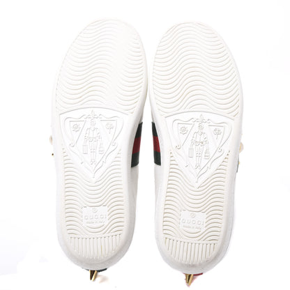 Gucci Calfskin Web Pearl Studded Womens Ace Sneakers 35.5 White 5 of 9