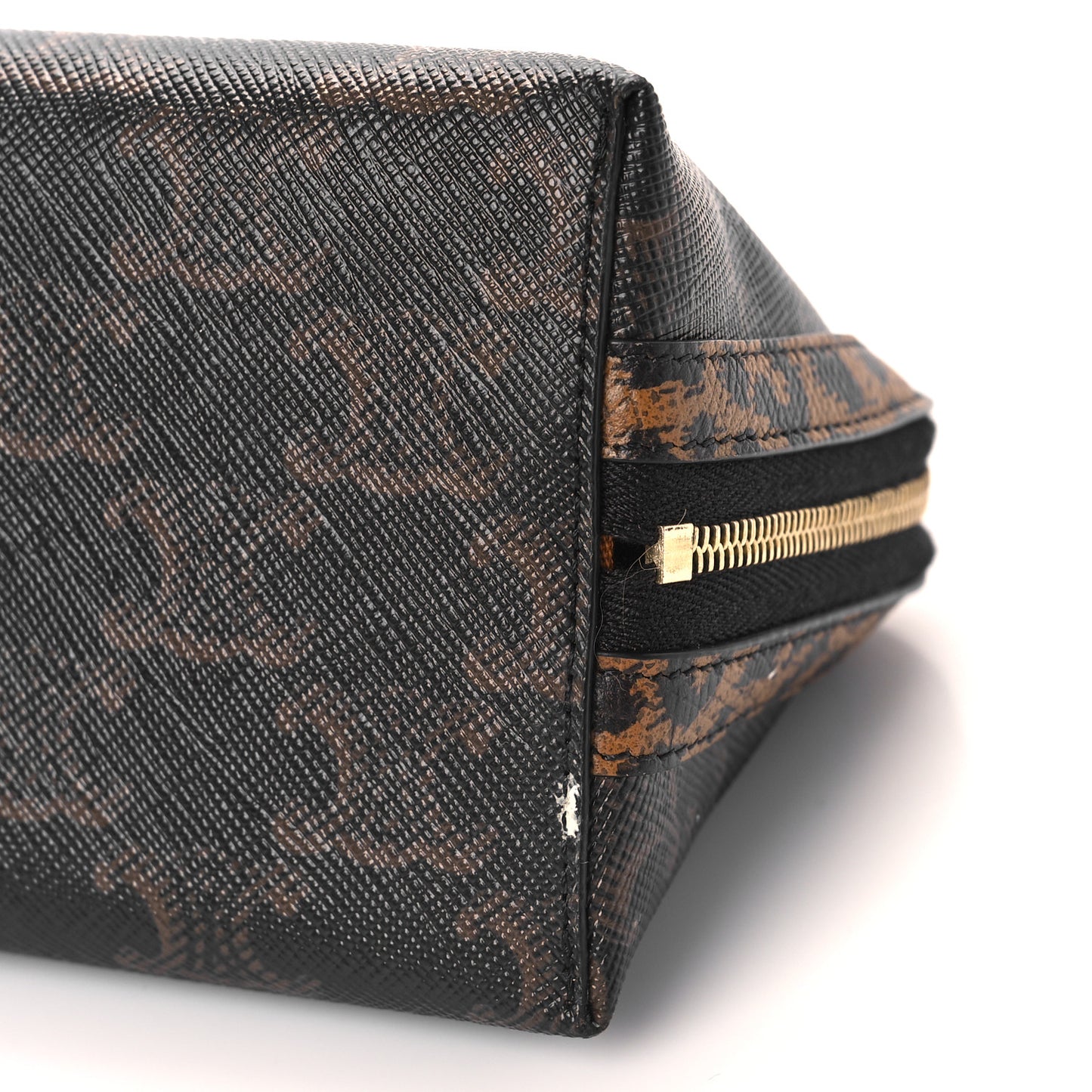 Triomphe Canvas Calfskin Leopard Print Mini Clutch on Chain Black Tan